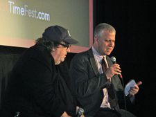 Michael Moore with David Schwartz at First Time Fest on Kevin Rafferty: "He showed me how to make a movie."